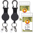 FYY (2 Pack) Heavy Duty Retractable Badge Holders Reel with [Carabiner] [Key Chain Keychain] and [ID Card Holders] 22.8 inches Reinforced Wire Cord - Black