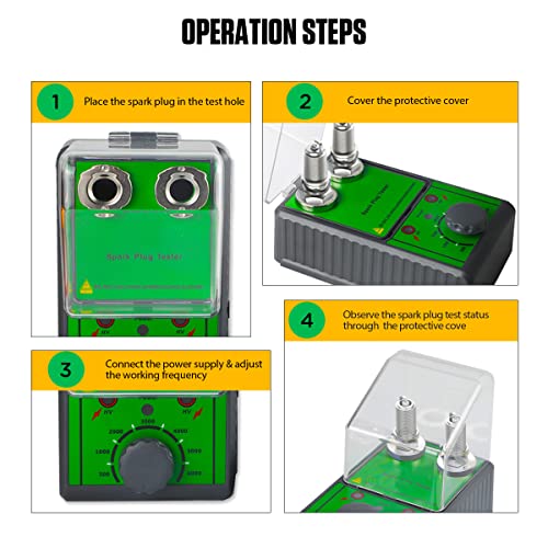 Spark Plug Tester Dual Holes Engine Ignition Coil Tester 0-6000rpm Working Frequency Spark Tester Automotive Spark Plugs Tester Tool for 12V Gasoline Vehicles Motorcycle Car Spark Plug Test Kit
