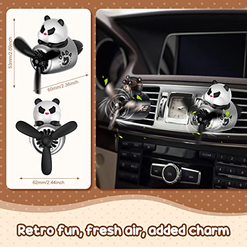 Tallew 2 Pcs Car Air Freshener Pilot Cute Diffuser Cartoon Outlet Fan for Vent Perfume Automotive Decoration (Panda, Bear) ,1