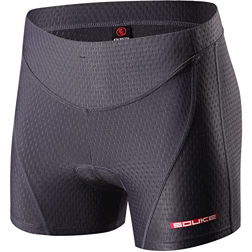 SOUKE Cycling Shorts Women's 3D Padded Bicycle Bike Biking Underwear Shorts Darkgrey
