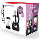 Sunbeam Multi Food Processor Plus | 2-in-1 Blender & Processor, Durable Attachments for 14 Meal Prep Tasks, 2L BPA-Free Bowl, 1.5L Glass Blender Jug for Smoothies, 2 Speeds Plus Pulse, Black,LCP6000BK