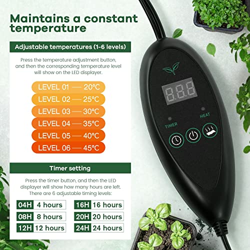 160W Large 122x51CM Seedling Heat Mat Waterproof Plant Heated Germination Warming Pad for Greenhouse Growing Seed Starter with Digital Temperature Controller 20°C-45°C