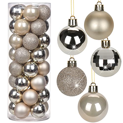 1.57" Champagne Christmas Balls Ornaments 40 Pcs Shatterproof Christmas Ornaments Set Matte Mini Champagne Ornaments for Christmas Tree Halloween Holiday Party