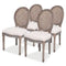 vidaXL 4X Dining Chairs Linen and Rattan Kitchen Living Room Furniture Seats