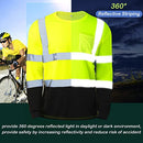 Zhanmai 6 Pack High Visibility Shirts Class 3 Reflective Safety Hi Vis Shirt Long Sleeve Wicking Safety Shirt with Pocket, Yellow, X-Large