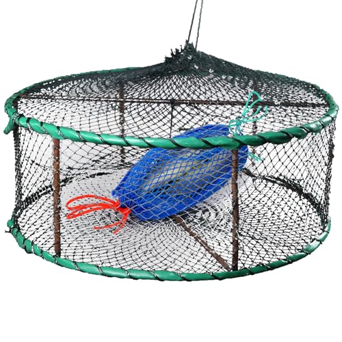ZENFUN Set of 6 Crab Trap Bait Bags with Locker, Crab Crawfish Trap, Minnow Traps, Fishing Mesh Bait Traps Fishing Accessories Trap for Shrimp Fish Lobster(Blue), Z-TrapBaitBags-B-6pcs