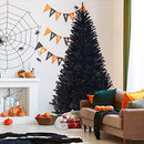 1.8m/2.25M Christmas Tree, Artificial Black Christmas Tree with Sturdy Metal Stand, 1036/1258 Branch Tips PVC Needles, Easy-Assembly, Festival Decor for Home, Garden, Halloween, Black (2.25M)