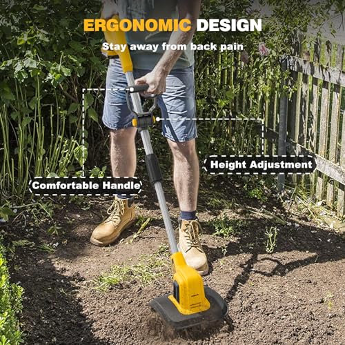 Alloyman 20V Cordless Tiller Cultivator,360RPM Electric Garden Tiller, with 2 * 2.0Ah Batteries & Charger,9In Tilling Width, 6.6In Depth Garden Rototiller for Lawn/Gardening/Soil Cultivation