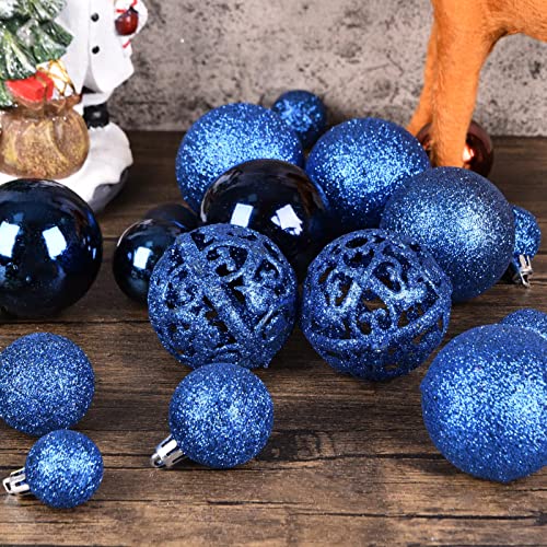 100ct Christmas Balls Tree Ornaments, Shatterproof Christmas Tree Decorations Set with Reusable Hand-held Gift Package for Holiday Xmas Tree Decor (Dark Blue)