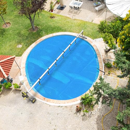 VINGLI 12Mil Solar Pool Cover 24FT Round Solar Blanket for Inground Pool and Above-Ground Swimming Pool, Blue (24')