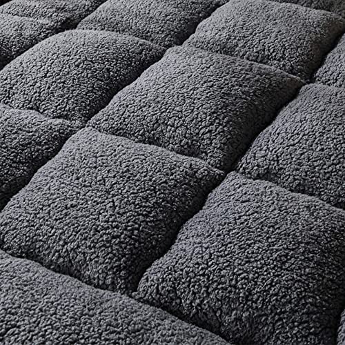 Generic Fluffy Futon Mattress Plush Foldable Japanese Floor Mattress Queen Portable Bed Mattress Topper Sleeping Pad Tatami Floor Mat with Feather Fabric Fiber Single Double,Gray,120x200cm 1.4kg