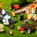 Woanger 30 Pcs Fairy Outdoor Garden Accessories Resin Mini Hedgehog Mushroom Miniature Figurines Garden Tiny Animals Figurines for House Terrarium Plant Bonsai Craft Decor(Vivid)