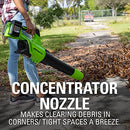 Greenworks 48V (2 x 24V) Cordless Axial Blower (515 CFM / 125 MPH), (2) 2.0Ah Batteries and Dual Port Charger with 24V Pole Saw