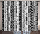 Ambesonne Primitive Curtains, Black and White Tribal Motifs Pattern Native Artistic Geometric Borders Design, Living Room Bedroom Window Drapes 2 Panel Set, 108 W X 96 L inches, Black White