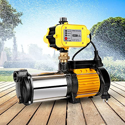 Giantz Water Pump, 2500W 240V Electric High Pressure Garden Pumps Controller Irrigation for Pool Pond Rain Tank Home Farm Clean, Multi Stage Fully Automatic Anti-rust Yellow