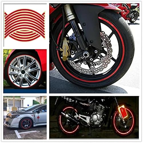 18" Reflective Rim Tape Wheel Stripe Decal Trim Sticker for Car Motorcycle, Enhanced Visibility and Safety, Easy Application, Set of 16 Strips