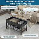 VINGLI 36" Lift Top Coffee Table with Free Cloth Storage Bins, Rustic Framhouse Grey Coffee Table for Living Room, Small Modern Coffee Table for Small Space in Minimalistic Style, Gray