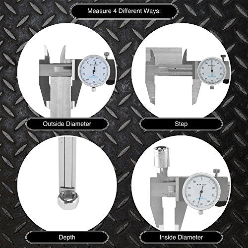 Stalwart Dial Caliper- Stainless Steel and Shock Proof Tool With Plastic Carry Case, 0-6 Inch Measuring Range For Accurate Measurements by