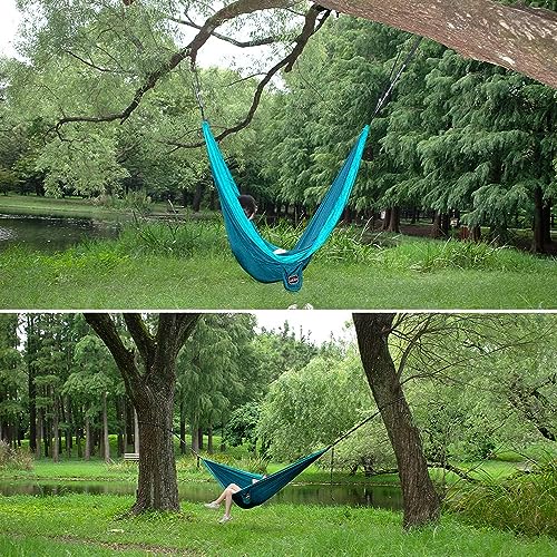 Camping Hammock, Camping Essentials & Camping Gifts with Two Tree Straps Single or Double Nylon Travel Tree Hammocks for Camping Backpacking Hiking