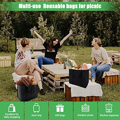 Reusable Grocery Shopping Bags 10 Pack Large Foldable Tote Bags Bulk, Eco Produce Bags with Long Handle for Shopping Groceries Clothes