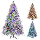 Costway 1.8m Christmas Tree with Pine Needles, Hinged Xmas Tree with 850 PE PVC Branch Tips, 250 LED Lights & 34 Pine Cones, Flocked Decoration Tree, 8 Lighting Modes, Includes a Pair of Gloves