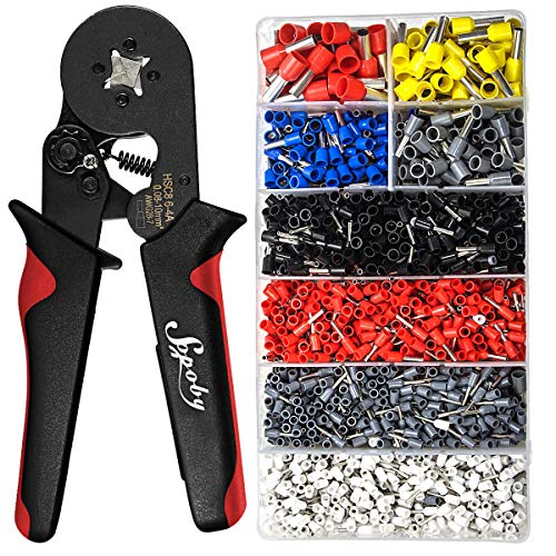 Ferrule Crimping Tool Kit - Sopoby Ferrule Crimper Plier w/ 1800pcs Wire Ferrules Wire Ends Terminals AWG 28-7, 0.08-10mm²