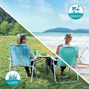 #WEJOY 2 Pack Anti-tip Over Folding Webbed Lawn Chair, Oversized 17-in High Beach Chair for Adults,Aluminum High Seat Camping Chair for Elder Outdoor Garden Park Backyard(Cyan/Grey)