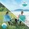 #WEJOY 2 Pack Anti-tip Over Folding Webbed Lawn Chair, Oversized 17-in High Beach Chair for Adults,Aluminum High Seat Camping Chair for Elder Outdoor Garden Park Backyard(Cyan/Grey)