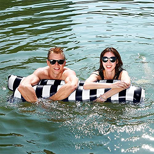 Aqua 4-in-1 Hammock Inflatable Pool Float, Multi-Purpose Pool Hammock （Lounge Chair, Saddle，Drifter，Hammock Pool Chair, Portable Water Hammock Navy/White Stripe