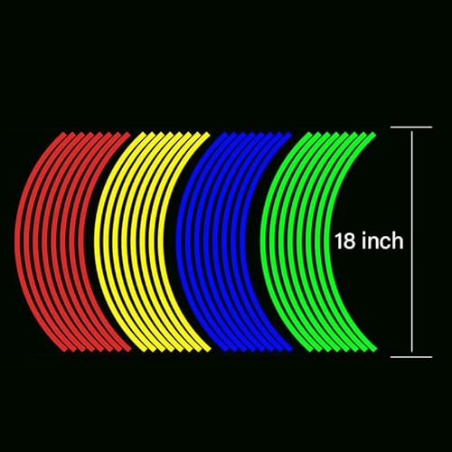 18" Reflective Rim Tape Wheel Stripe Decal Trim Sticker for Car Motorcycle, Enhanced Visibility and Safety, Easy Application, Set of 16 Strips