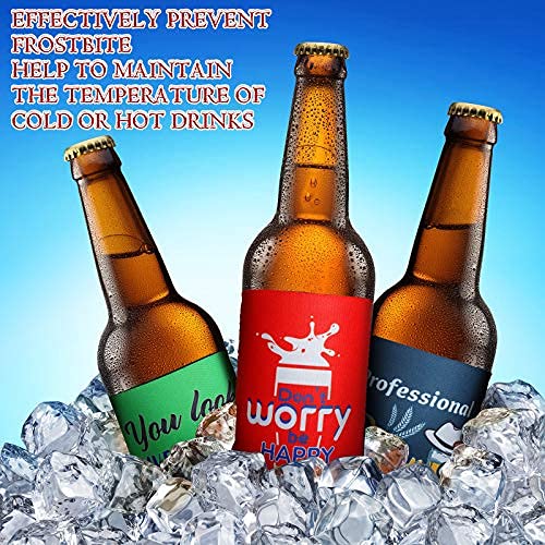 Beer Can Sleeves Beer Can Coolers Funny Quotes Neoprene Drink Cooler Sleeves for Cans and Bottles (4.9 x 3.7 Inch, 8)