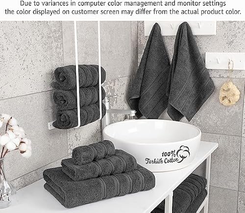 Towel Set Luxury Hotel Quality 600 GSM 100% Genuine Combed Cotton, Super Soft & Absorbent Family Bath Towels 6 Piece Set - (Dark Grey, 6 Piece Towels)