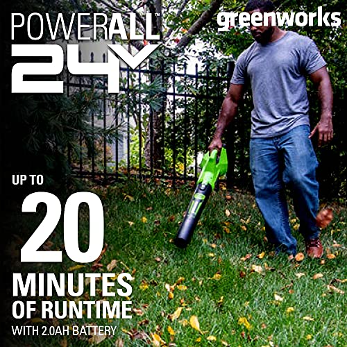 Greenworks 24V (90 MPH / 320 CFM / 125+ Compatible Tools) Cordless Axial Leaf Blower, Tool Only