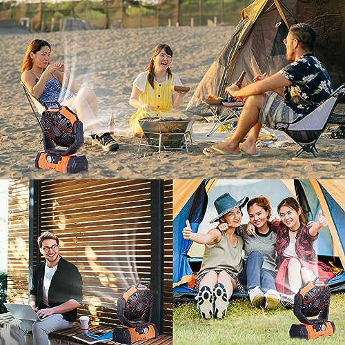 𝟮𝟬𝟬𝟬𝟬𝗺𝗔𝗵 Camping Fan Battery Powered Fan with LED Lantern, Portable Camping Fan for tents, 8H Timer & 270°Osicllating Fan Rechargeable Battery Operated Fan, USB Desk Fan Beach Fan with Hook