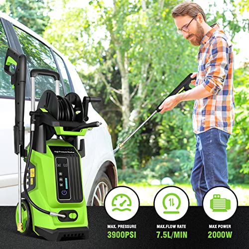 ADVWIN Electric Pressure Washer (Green-3900PSI) LCD 3 Modes Touch Control | Speed Adjustable