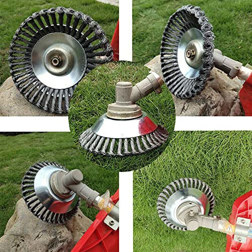 6/8" Weed Brush Steel Wire Trimmer Wheel Garden Lawnmower Grass Cutter Head (8inch)