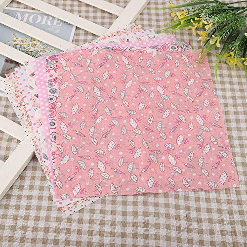 7pcs Pink Flowers Squares Cotton Fabric, Quilting Sewing Precut Material Sheet, for DIY Craft Sewing Handwork(25 * 25cm)