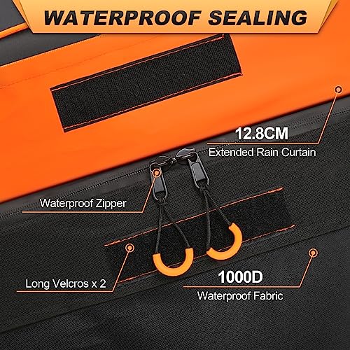 Car Rooftop Cargo Carrier Roof Bag, 15 Cubic Waterproof Soft Shell Roof Top Cargo Carrier Box for All Cars with or Without Luggage Rack - Protective Mat, Safety Hooks, Tie-Down Straps and Storage Bag