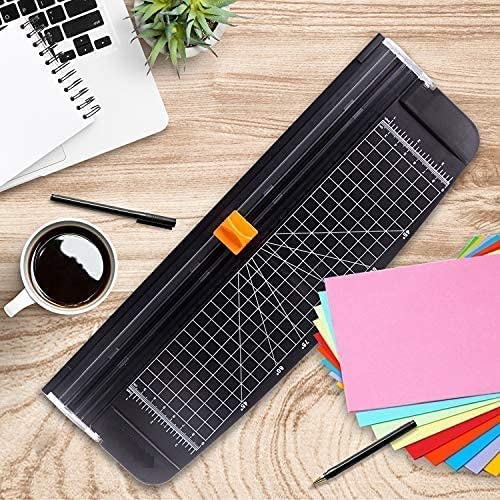 Paper Cutter, A4 Paper Trimmer Titanium Scrapbooking 12 inch with Automatic Security Safeguard and Side Ruler for Scrapbooking, Coupon, Craft Paper, Cardstock, Label and Photo, Black