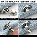 10 Pack Button Pins for Jeans No Sew, No Tools Instant Buttons, MOIHSING Detachable Adjustable Jean Button Replacement, Easy Clip Snap Tack with Plastic Storage Case, Extend or Reduce Pants Waist Size