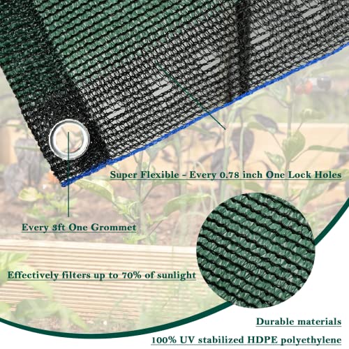 UCINNOVATE 70% Green Shade Cloth 10 x 10 ft Sunblock Mesh Fabric Garden Shade Cloth, Durable UV Resistant Plant Cover, Green Shade Net with Grommets & Eyelets for Greenhouse Patio Pergola Outdoor