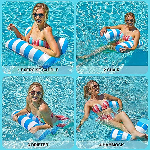 GHAZAWET 2PCS Inflatable Pool Floats for Adults Multi-Purpose Swimming Floaties Water Hammock Lake Lounge Chair Portable Water Floats for Adults Ideal for Seaside Lake Swimming Pool(Blue&Green)