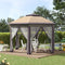 Outsunny 13' x 13' Pop Up Gazebo, Hexagonal Canopy Shelter with 6 Zippered Mesh Netting, Event Tent with Strong Steel Frame for Patio Backyard Garden Wedding Party