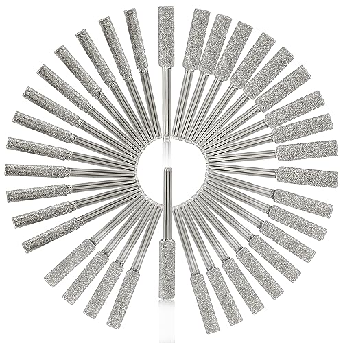 Moicstiy 36 Pcs Diamond Chainsaw Sharpener Chainsaw Sharpening Stones File Kit Diamond Sharpening Wheels Chain Saw File for Stone Jewelry Wood(Silver)