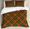 Ambesonne Checkered Duvet Cover Set, Irish Tartan Plaid Motifs in Christmas Colors Geometrical Stripes, Decorative 3 Piece Bedding Set with 2 Pillow Shams, Queen Size, Emerald Yellow Vermilion