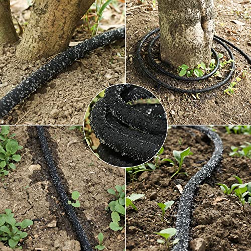 Soaker Hose 150 FT for Garden with 1/2" Diameter Irrigation Hose Save 70% of Water Solid Brass Interface Eminently Suitable for Lawn and Garden Bed Cover