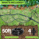 Bonviee 50FT 5/16" Drip Irrigation Tubing and 4 Packs 4-Way Quick Coupler, Push-To-Connect Fittings- DIY Garden Irrigation System, Misting, or Blank Distribution Tubing for Any Gardening Project