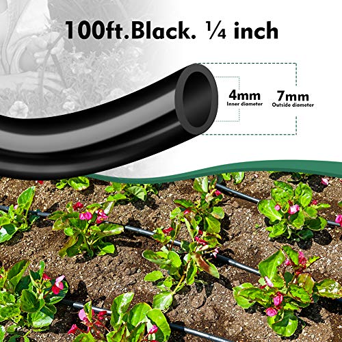 Bonviee 50 FT Blank Distribution Tubing Irrigation Drip Hose, 1/4 Inch Drip Line for Garden Watering System