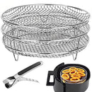 3 PCS Air Fryer Rack, Removable Air Fryer Stacking Rack with Anti-scalding Clip, Stainless Steel Air Fryer Dehydrator Rack Accessories for 4.2Qt, 5.3Qt, 5.5Qt, 5.8Qt, 6.8Qt Air Fryers (01)