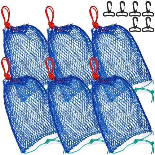 ZENFUN Set of 6 Crab Trap Bait Bags with Locker, Crab Crawfish Trap, Minnow Traps, Fishing Mesh Bait Traps Fishing Accessories Trap for Shrimp Fish Lobster(Blue), Z-TrapBaitBags-B-6pcs